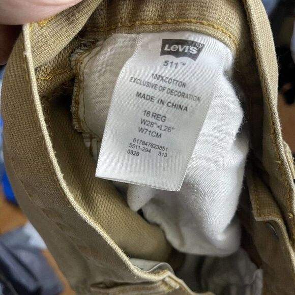 LEVIS tan cord khaki straight leg pants size 16 reg 28x28 Juniors jeans - Picture 3 of 6